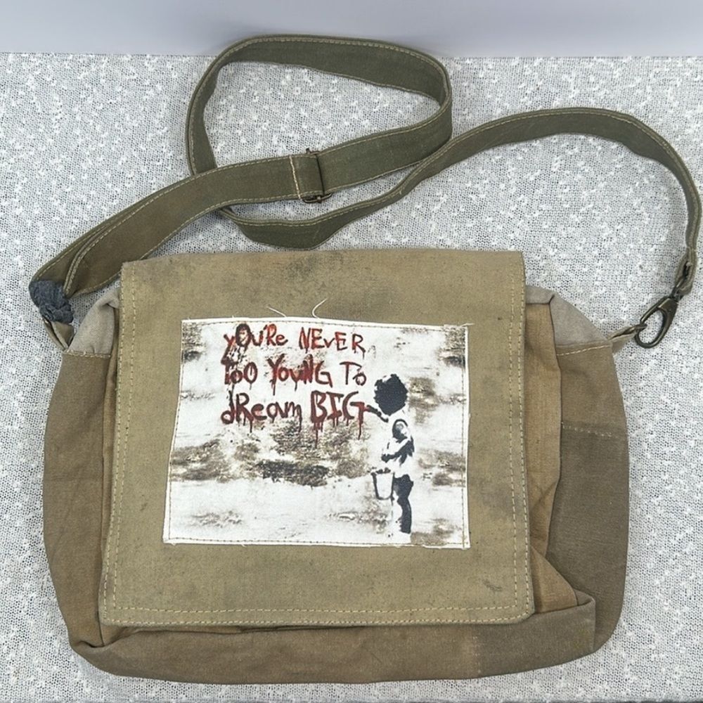 VINTAGE ADDICTION Never Too Young Crossbody Messenger Bag Purse Tote